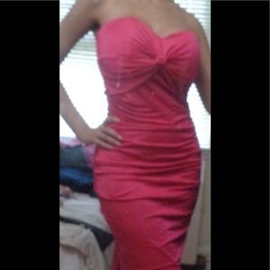 Satin strapless fuschia dress - Like New!
